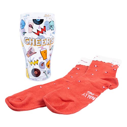Craft Beer Glass and Socks Gift Set