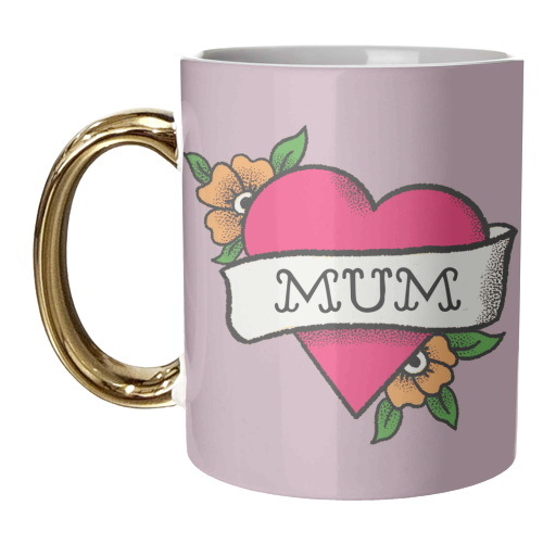 Mugs 'Mum tattoo' by The Queer Store: Mug Gold Handle 11oz