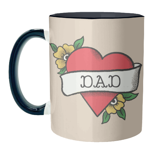 Mugs, Dad Tattoo by The Queer Store: Mug Colour Inner & Handle 11oz - Black