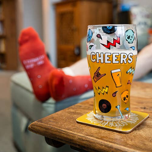 Craft Beer Glass and Socks Gift Set